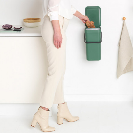 Cos de gunoi colectare selectiva Brabantia Sort&Go 1003235, 16 L, Maner, Montabil pe perete, Verde închis