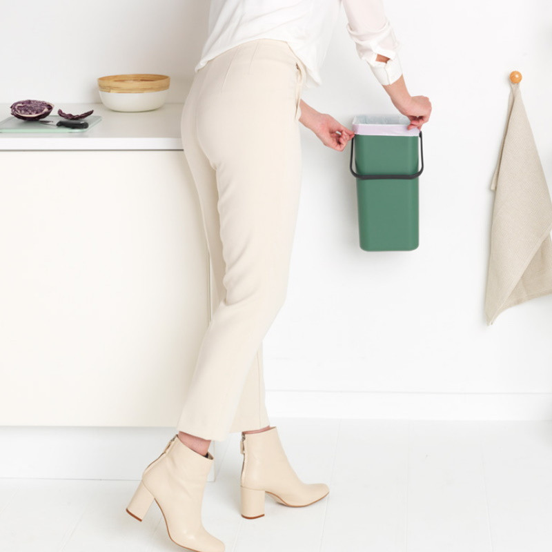 Cos de gunoi colectare selectiva Brabantia Sort&Go 1003235, 16 L, Maner, Montabil pe perete, Verde închis