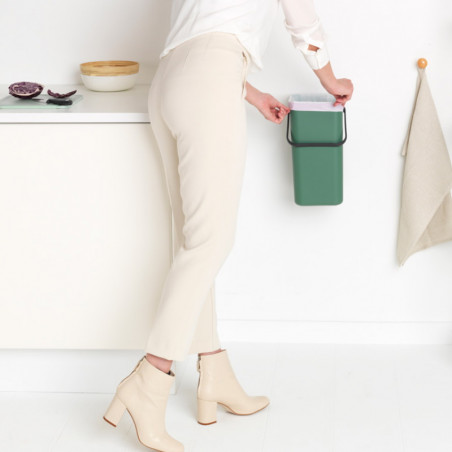 Cos de gunoi colectare selectiva Brabantia Sort&Go 1003235, 16 L, Maner, Montabil pe perete, Verde închis