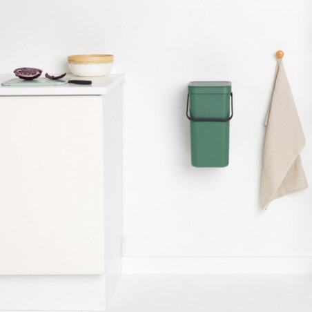 Cos de gunoi colectare selectiva Brabantia Sort&Go 1003235, 16 L, Maner, Montabil pe perete, Verde închis
