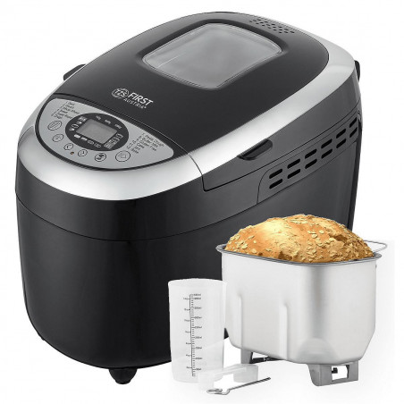 Masina de facut paine FIRST FA-5152-3-BA, 850W, 1.25 kg, 12 programe, Timer, Acoperire antiaderenta, Negru/inox