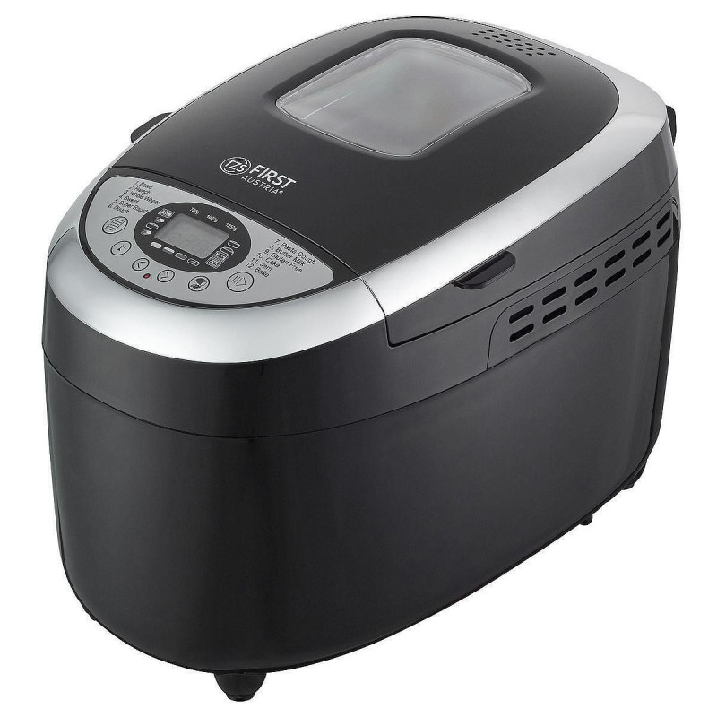 Masina de facut paine FIRST FA-5152-3-BA, 850W, 1.25 kg, 12 programe, Timer, Acoperire antiaderenta, Negru/inox