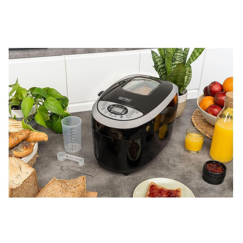 Masina de facut paine FIRST FA-5152-3-BA, 850W, 1.25 kg, 12 programe, Timer, Acoperire antiaderenta, Negru/inox