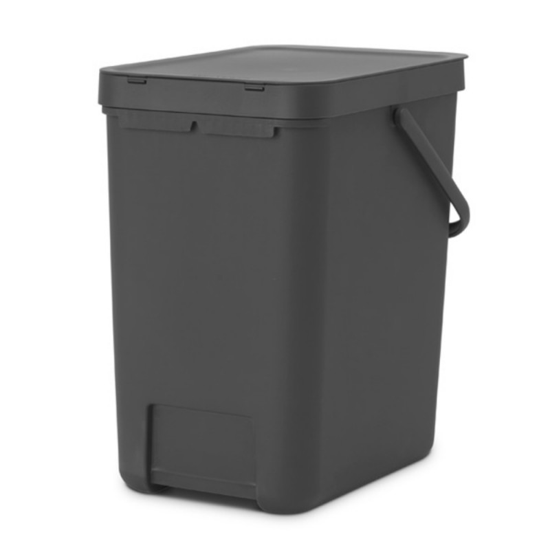 Cos de gunoi colectare selectiva Brabantia Sort&Go 1003237, 25 L, Maner, Montabil pe perete, Gri inchis