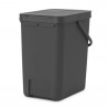 Cos de gunoi colectare selectiva Brabantia Sort&Go 1003237, 25 L, Maner, Montabil pe perete, Gri inchis
