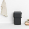 Cos de gunoi colectare selectiva Brabantia Sort&Go 1003237, 25 L, Maner, Montabil pe perete, Gri inchis