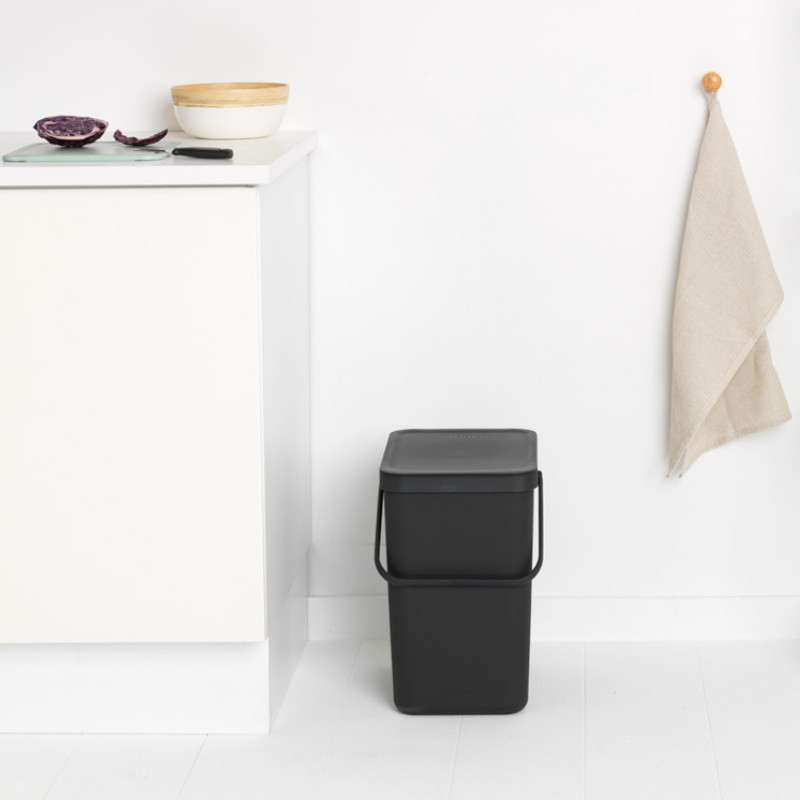 Cos de gunoi colectare selectiva Brabantia Sort&Go 1003237, 25 L, Maner, Montabil pe perete, Gri inchis