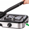 Gratar electric First Austria FA-5346, 2000W, 2 zone independente, Termostat, Acoperire antiaderenta, Tava de grasime, Negru/inox