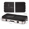 Gratar electric First Austria FA-5346, 2000W, 2 zone independente, Termostat, Acoperire antiaderenta, Tava de grasime, Negru/inox