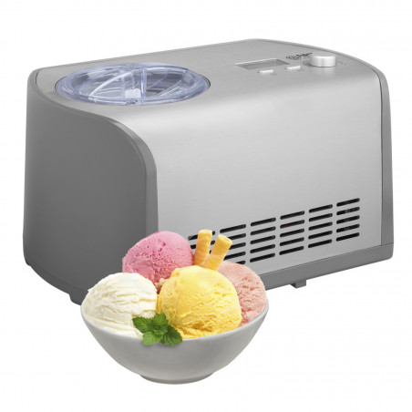 Masina preparare inghetata First Austria FA-5105-1, 135W racire cu compresor, 1,2 L, Timer, Timp de preparare 45-60 min, Afisaj LCD, Inox