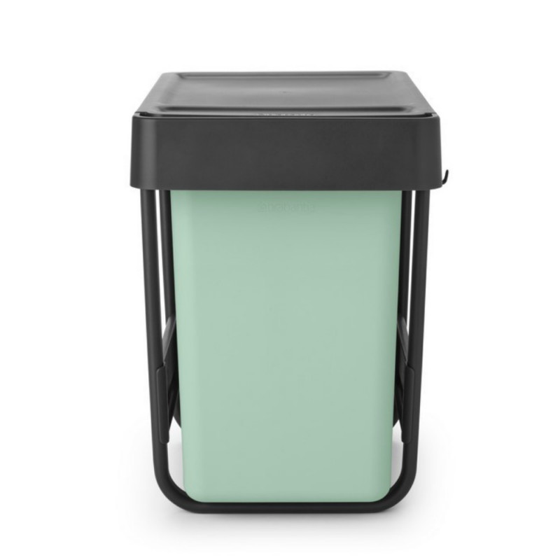 Cos de gunoi colectare selectiva Brabantia Sort&Go 1008862, 2x15 L, Montaj intern cu cadru telescopic, Gri/verde