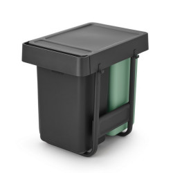 Cos de gunoi colectare selectiva Brabantia Sort&Go 1008862, 2x15 L, Montaj intern cu cadru telescopic, Gri/verde