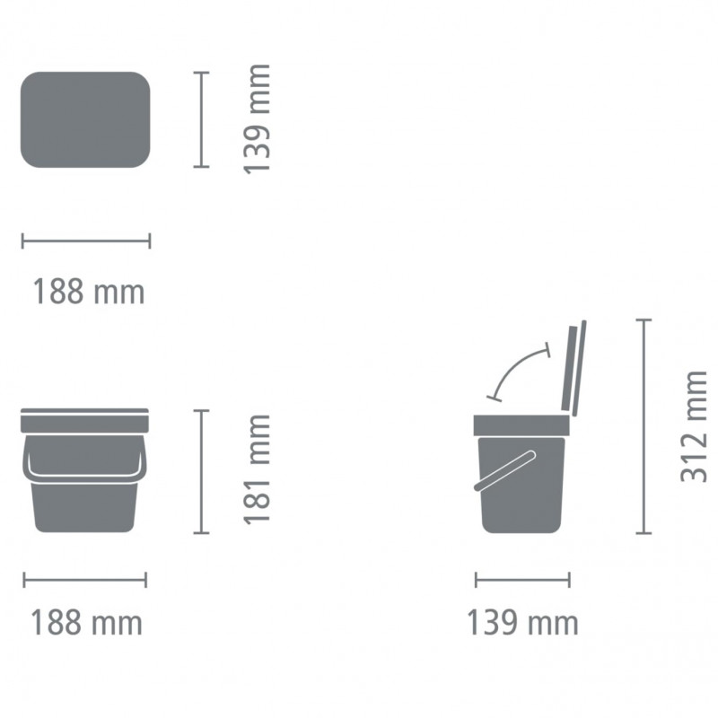 Cos de gunoi colectare selectiva Brabantia Sort&Go 1003230, 3 L, Maner, Gri închis