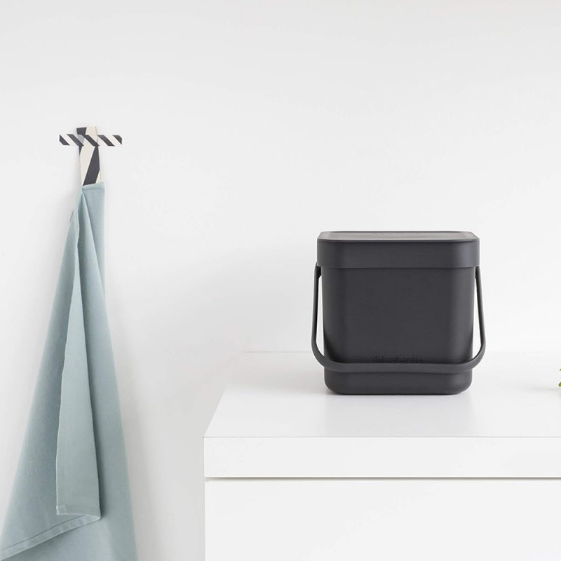 Cos de gunoi colectare selectiva Brabantia Sort&Go 1003230, 3 L, Maner, Gri închis