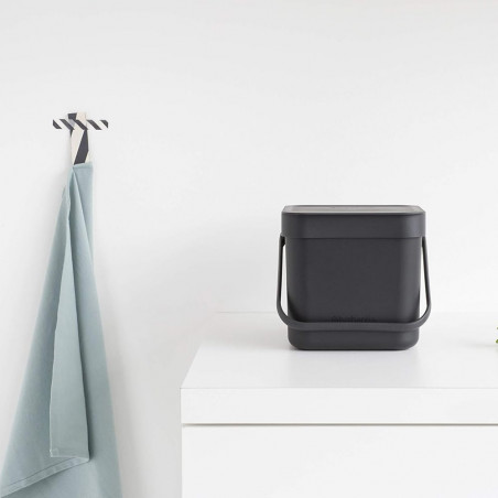 Cos de gunoi colectare selectiva Brabantia Sort&Go 1003230, 3 L, Maner, Gri închis