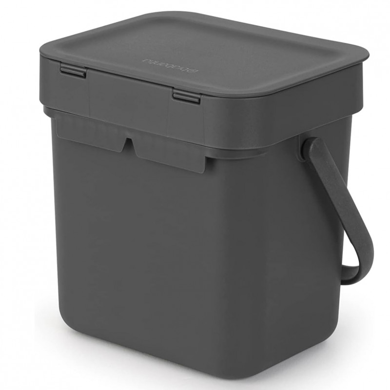 Cos de gunoi colectare selectiva Brabantia Sort&Go 1003230, 3 L, Maner, Gri închis