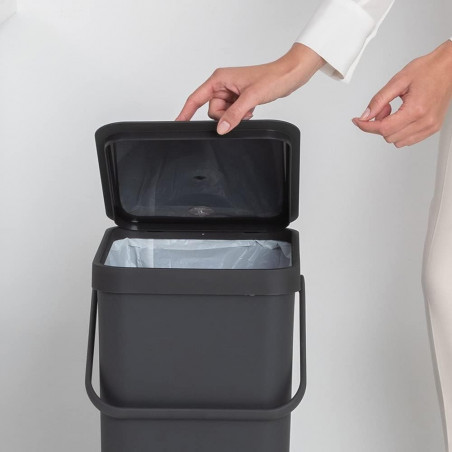 Cos de gunoi colectare selectiva Brabantia Sort&Go 1004140, 40 L, Maner, Montabil pe perete, Gri inchis