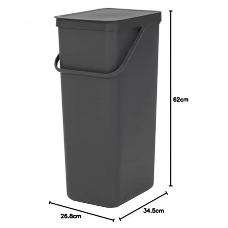 Cos de gunoi colectare selectiva Brabantia Sort&Go 1004140, 40 L, Maner, Montabil pe perete, Gri inchis