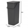 Cos de gunoi colectare selectiva Brabantia Sort&Go 1004140, 40 L, Maner, Montabil pe perete, Gri inchis