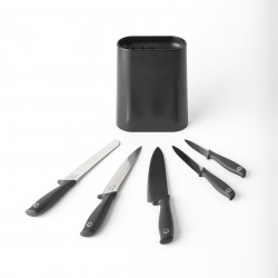 Set 5 cutite Brabantia Tasty+ 1001177, Otel calit, Rezistent la zgarieturi si coroziune, Gri inchis