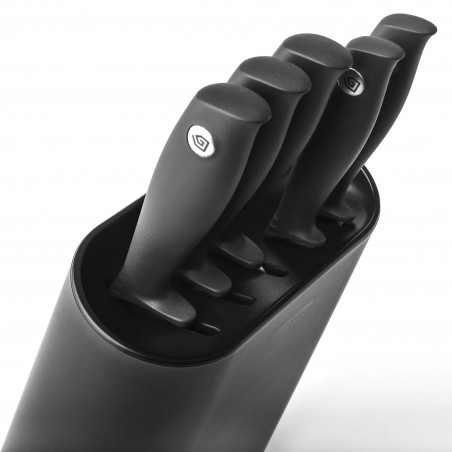 Set 5 cutite Brabantia Tasty+ 1001177, Otel calit, Rezistent la zgarieturi si coroziune, Gri inchis