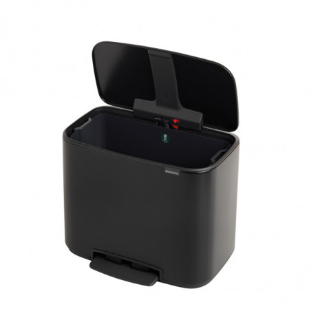 Cos de gunoi cu pedala Brabantia Bo Pedal 1000236, 36 L, Inchidere lina, Baza antiderapanta, Rezistent la amprente, Negru