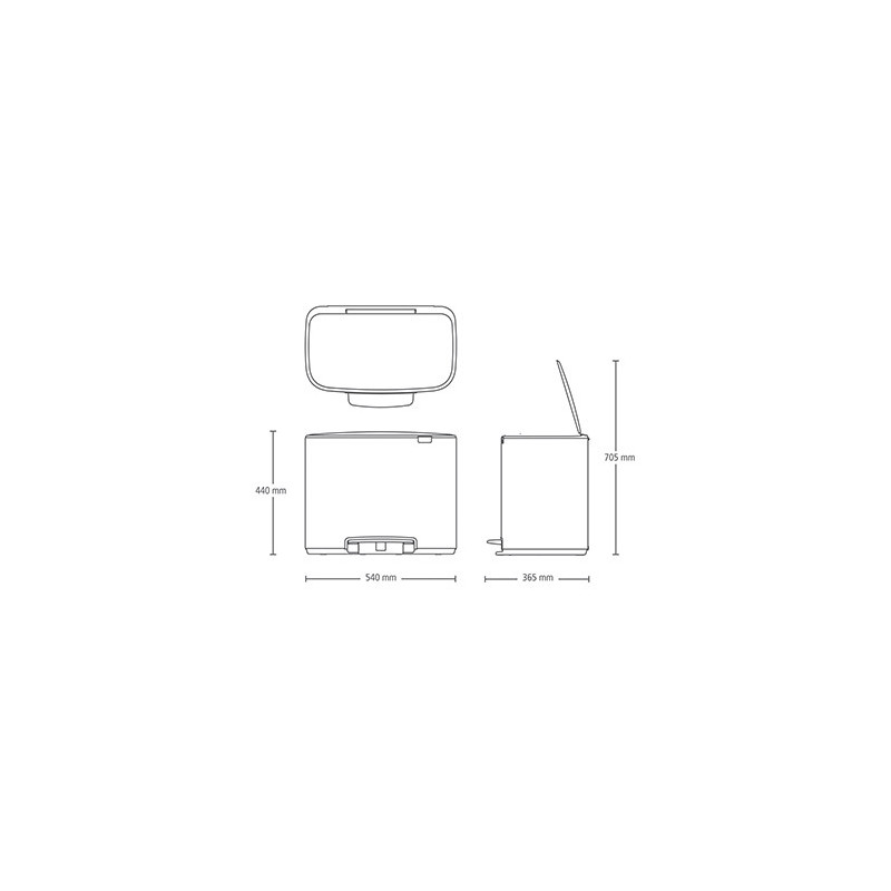 Cos de gunoi cu pedala Brabantia Bo Pedal 1000236, 36 L, Inchidere lina, Baza antiderapanta, Rezistent la amprente, Negru