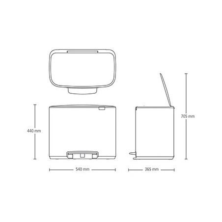 Cos de gunoi cu pedala Brabantia Bo Pedal 1000236, 36 L, Inchidere lina, Baza antiderapanta, Rezistent la amprente, Negru