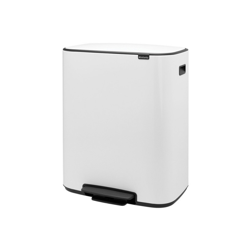 Coș de gunoi Brabantia Bo Pedal 1003182, 60 l, închidere ușoară, bază antiderapantă, alb