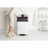 Coș de gunoi Brabantia Bo Pedal 1003182, 60 l, închidere ușoară, bază antiderapantă, alb