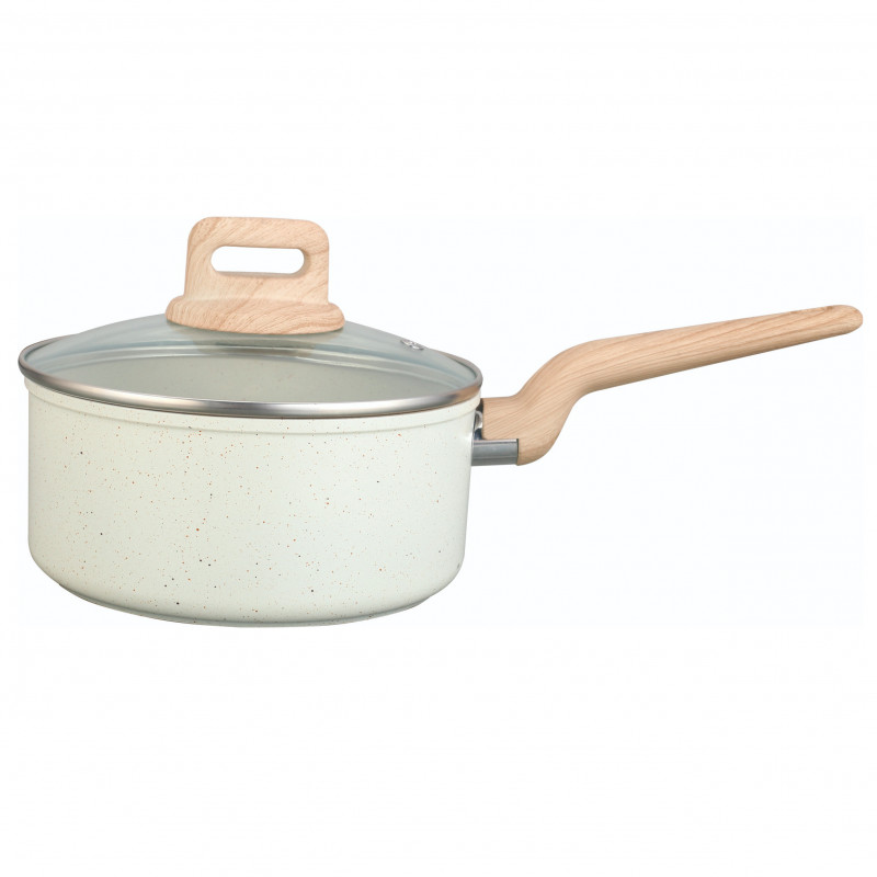 Cratita cu capac Voltz Nice OV54421E18, 18x8.5 cm, 2.1 l, Finisaj marmura, Inductie, Cream melange