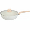 Tigaie adanca cu capac Voltz Nice OV54419E28CD, 28x6.8 cm, Finisaj marmura, Inductie, Cream melange