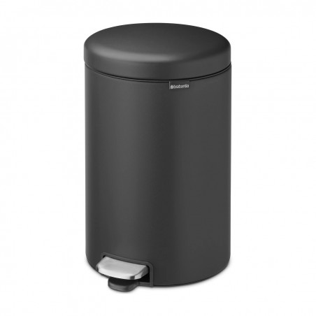 Cos de gunoi cu pedala Brabantia NewIcon 649747, 20 L, Inchidere lina, Baza antiderapanta, Acoperire minerala, Gri închis
