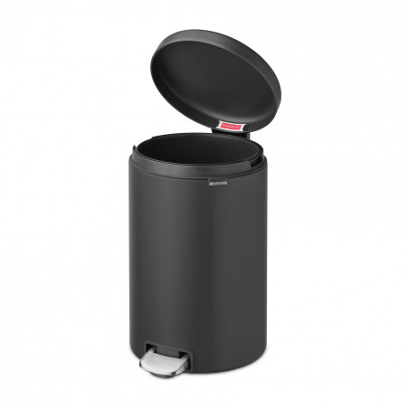 Cos de gunoi cu pedala Brabantia NewIcon 649747, 20 L, Inchidere lina, Baza antiderapanta, Acoperire minerala, Gri închis