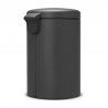 Cos de gunoi cu pedala Brabantia NewIcon 649747, 20 L, Inchidere lina, Baza antiderapanta, Acoperire minerala, Gri închis