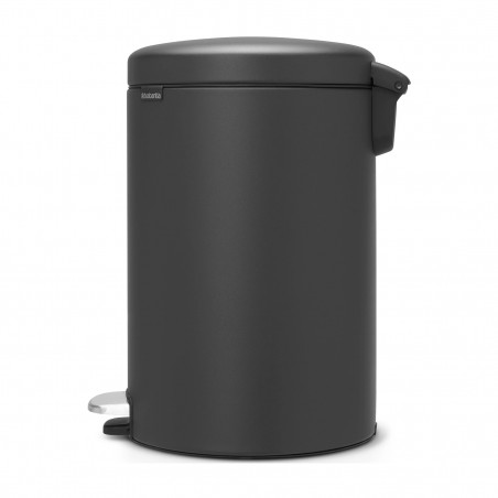 Cos de gunoi cu pedala Brabantia NewIcon 649747, 20 L, Inchidere lina, Baza antiderapanta, Acoperire minerala, Gri închis