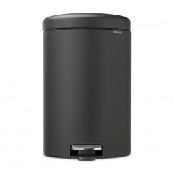 Cos de gunoi cu pedala Brabantia NewIcon 649747, 20 L, Inchidere lina, Baza antiderapanta, Acoperire minerala, Gri închis