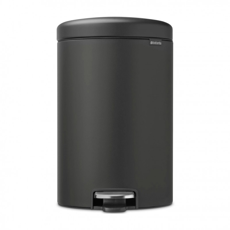 Cos de gunoi cu pedala Brabantia NewIcon 649747, 20 L, Inchidere lina, Baza antiderapanta, Acoperire minerala, Gri închis