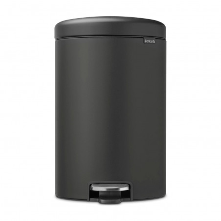 Cos de gunoi cu pedala Brabantia NewIcon 649747, 20 L, Inchidere lina, Baza antiderapanta, Acoperire minerala, Gri închis