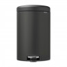 Cos de gunoi cu pedala Brabantia NewIcon 649747, 20 L, Inchidere lina, Baza antiderapanta, Acoperire minerala, Gri închis