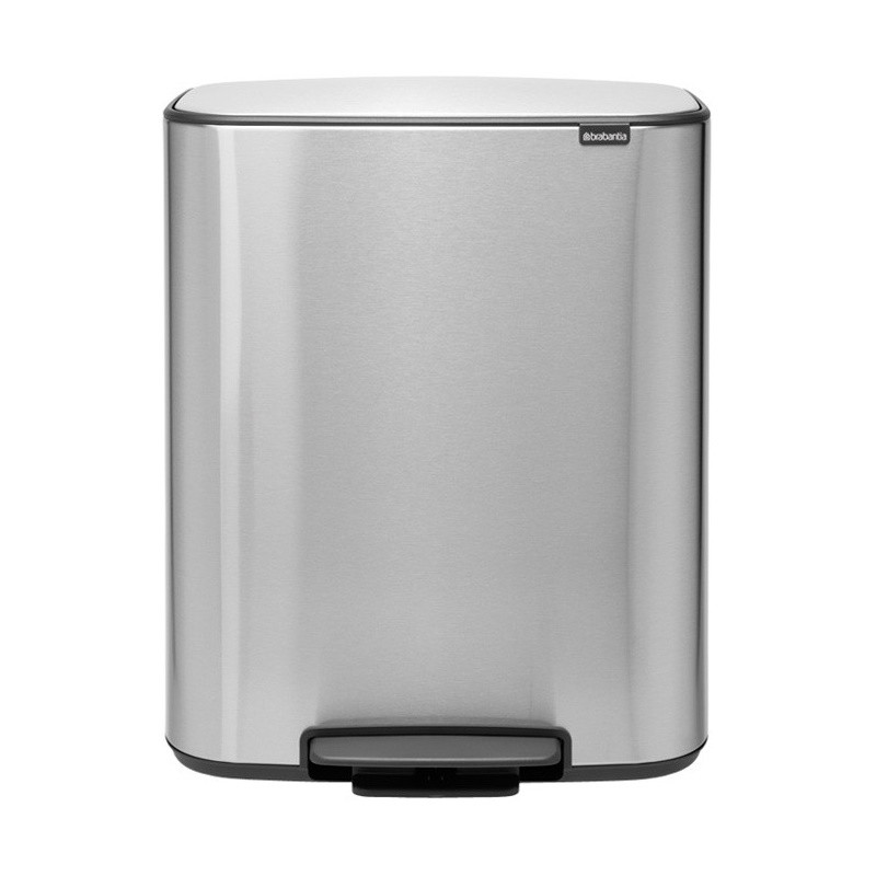 Cos de gunoi cu pedala Brabantia Bo Pedal 1003186, 60 L, Inchidere lina, Baza antiderapanta, Rezistent la amprente, Inox/Mat