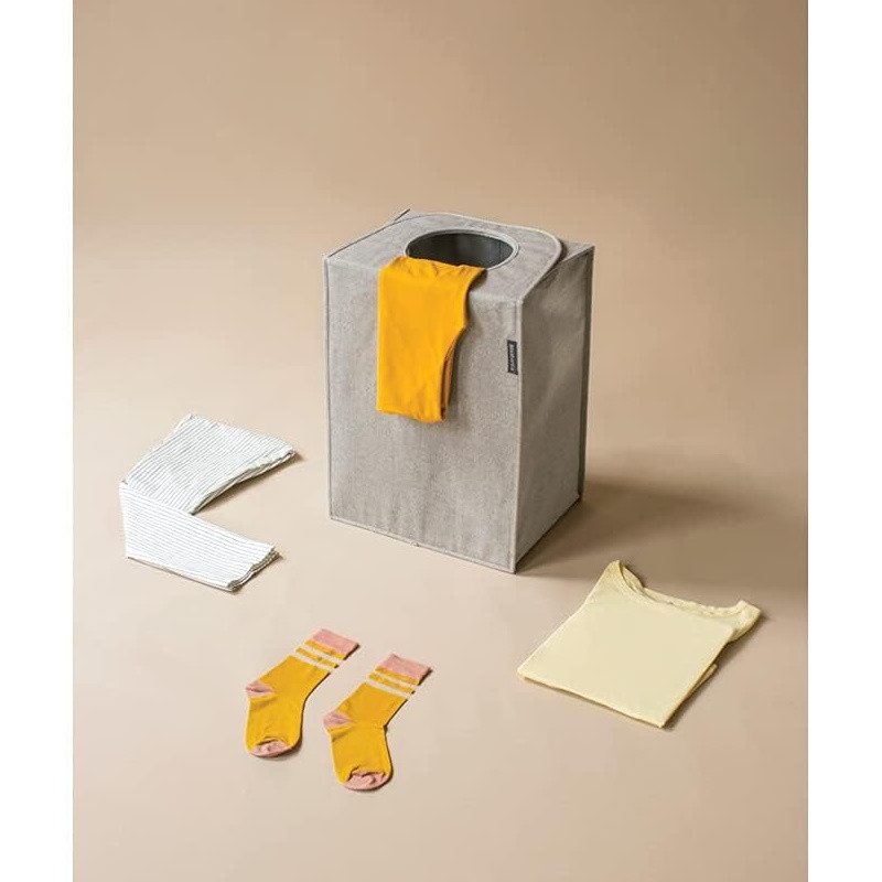 Cos de rufe Brabantia 1001093, 55 L, Fund solid si detasabil, Manere magnetice, Gri