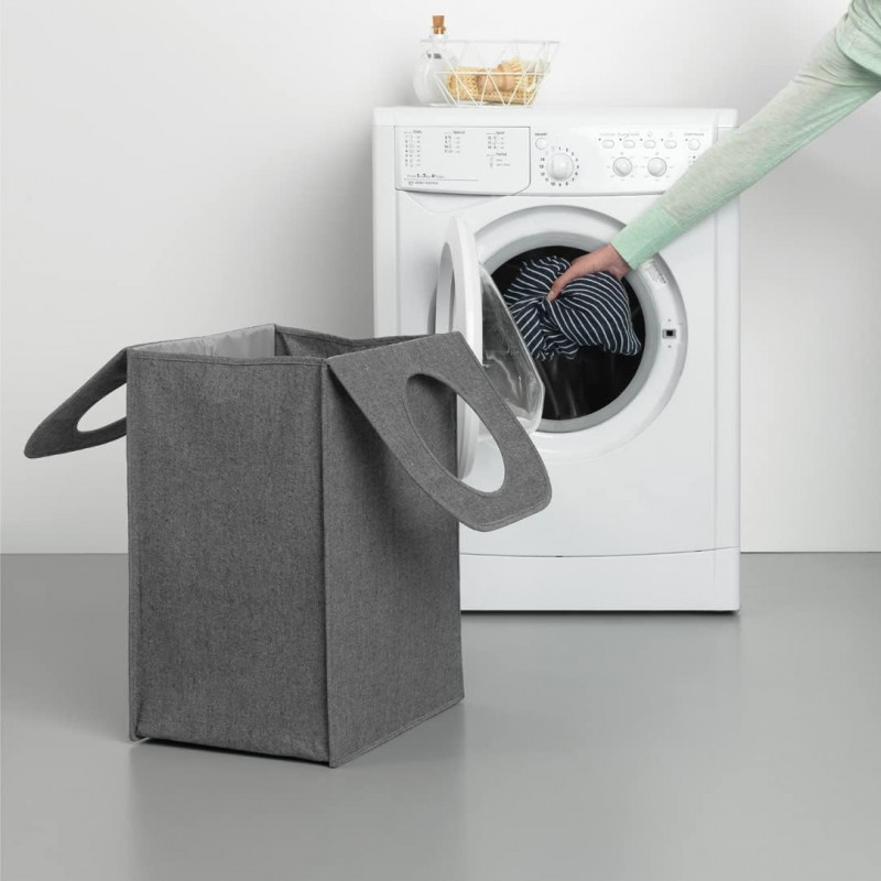 Cos de rufe Brabantia 1001094, 55 L, Fund solid si detasabil, Manere magnetice, Negru