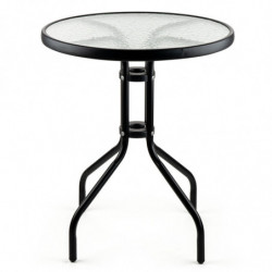 Masa metalica cu blat de sticla Muhler 999465, 60x74 cm, Metal hoop, Negru