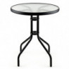 Masa metalica cu blat de sticla Muhler 999465, 60x74 cm, Metal hoop, Negru