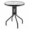 Masa metalica cu blat de sticla Muhler 999465, 60x74 cm, Metal hoop, Negru