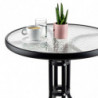 Masa metalica cu blat de sticla Muhler 999465, 60x74 cm, Metal hoop, Negru