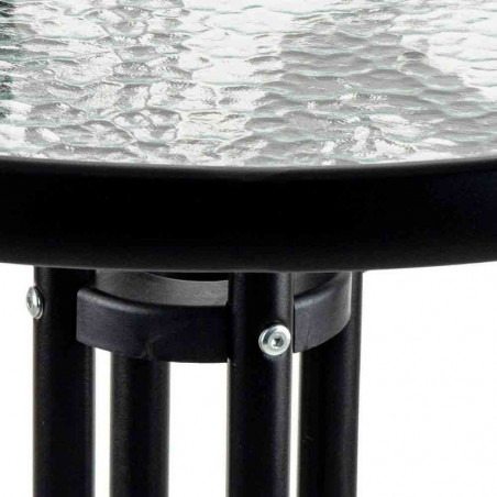 Masa metalica cu blat de sticla Muhler 999465, 60x74 cm, Metal hoop, Negru