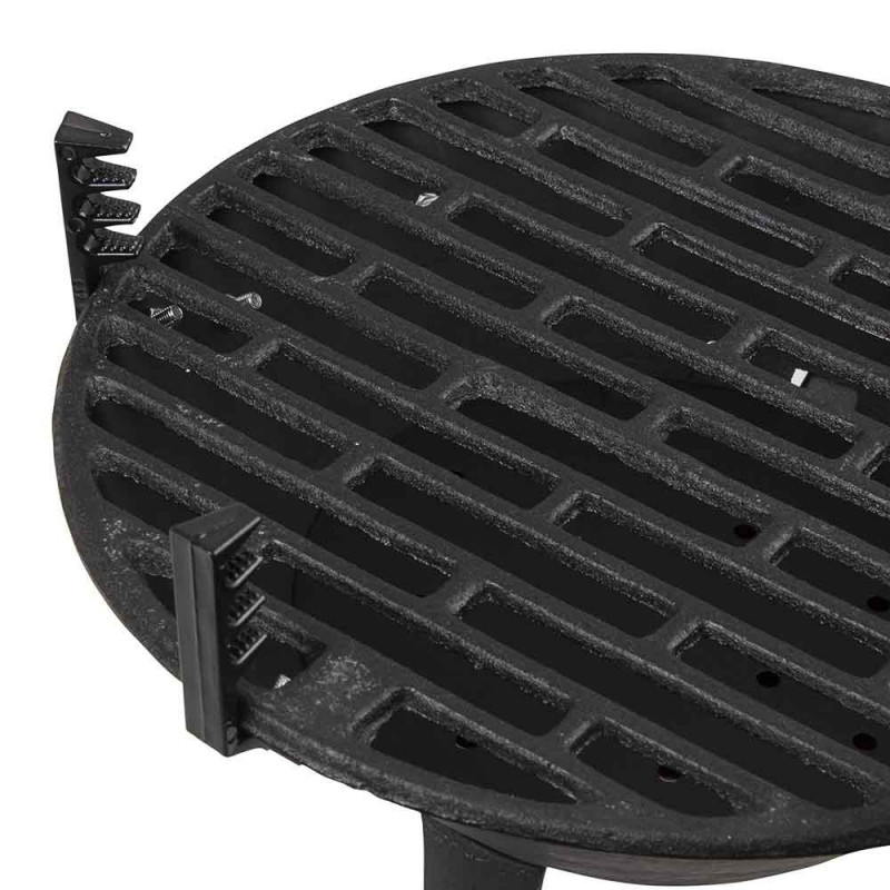 Gratar din fonta Muhler 104377, Ø30 cm, Carbune, Grilaj reglabil,Compact pentru calatorii, Negru