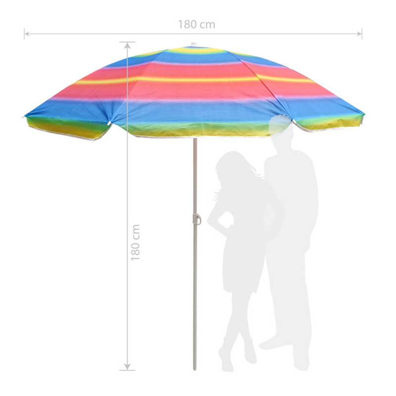 Umbrela de plaja Muhler U5037 651449, 180x180 cm, Fara suport, Brat rabatabil, 8 spițe, Multicolor